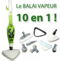 BALAI VAPEUR 10 en 1. Manche inox. 1500 WATTS. CLEAN UP.